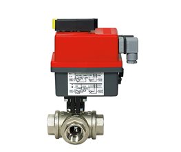 Effebi Σφαιρικός Κρουνός Ορειχάλκινος TRIFLUX-T με Η/Κ 24-240Vac/dc 1" 3-οδοι "T"