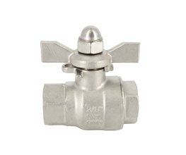 Ball Valve S/S 316 2-Piece Full Bore BSP E.U. Butterfly Handle 1"  2-way