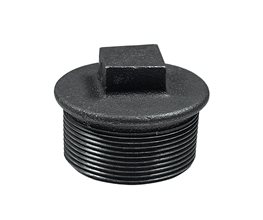 Malleable Iron Plug Square Head Beaded Black ISO 7/1 T9(290/46) 21/2"  Threaded ISO/BSP