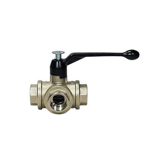 EFFEBI 3-Way Ball Valves, Thr.F-F, Brass, TRIFLUX-T, 2"