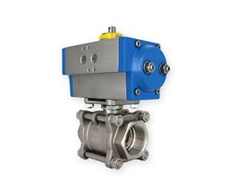 GENEBRE 3-Piece Ball Valve SS316 Full Bore BSPP 3/4" w/Pneum.Act. NO  2-way