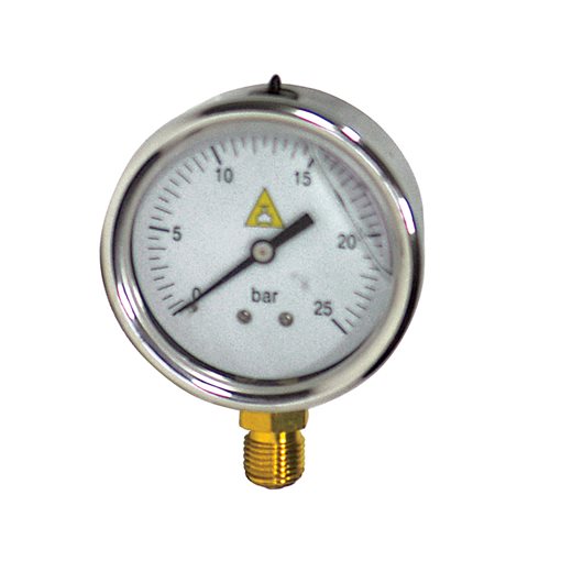 Glycerine Filled SS Press.Gauges 63mm, 1/4" BSP Bott.Con.4bar