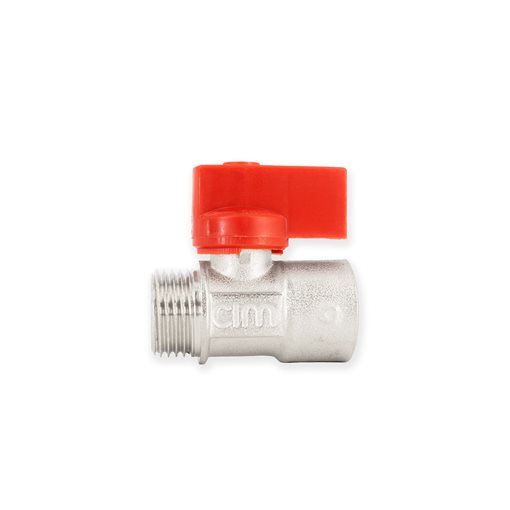 Compact Mini Ball Valves CIM.032 w.Red Handle Thr.M/F 1/2"