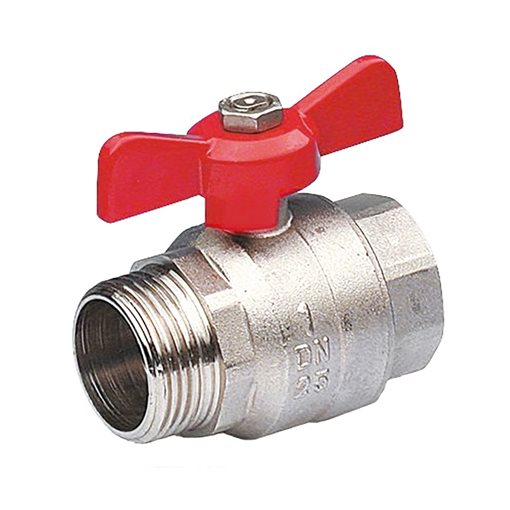 Brass Ball Valves FB, w. Red Butterfly, Threaded M/F 1/2"
