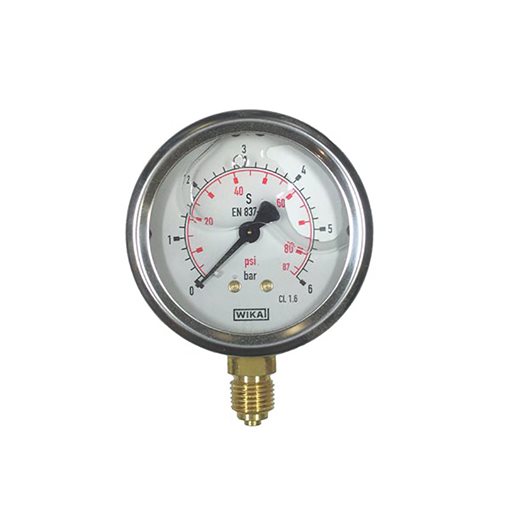 Pressure Gauges Glycerin Type, Vertical, WIKA 63mm x 25bar