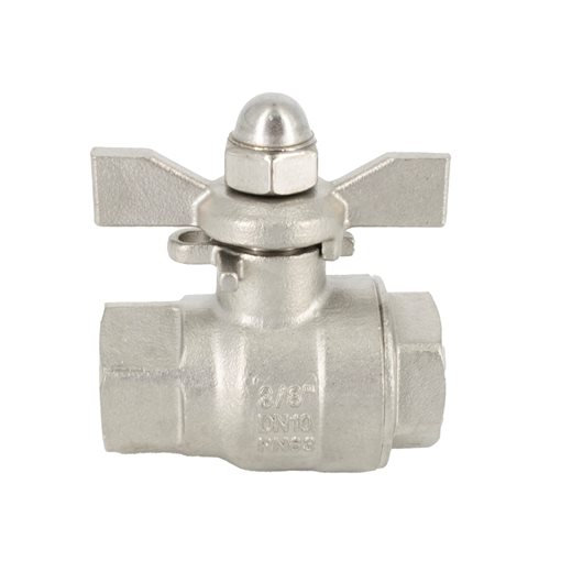 Ball Valves, S/S 316, 2-Piece, FB, BSP, E.U. Butterfly Handle 1/2"