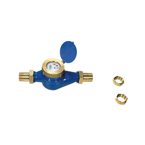 Water Meters Multi-Jet Liquid Filled Counter, Cold, 1 1/4"